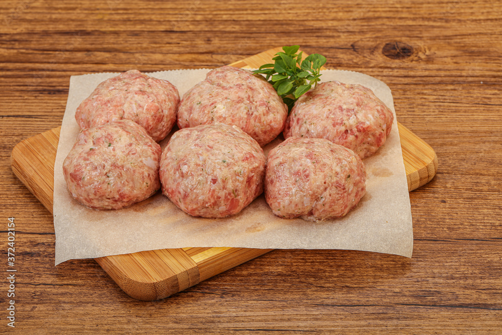 Raw turkey meatball for cooking Raw turkey meatball for cooking