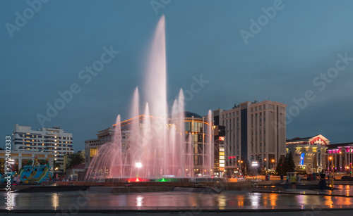 Light and music fountain on the square of Saransk