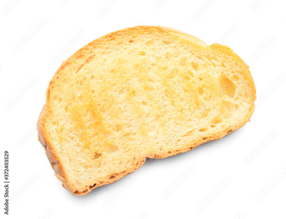 Slice of toasted bread on white background Slice of toasted bread on white background
