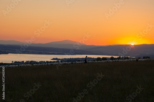 sunset in mountains