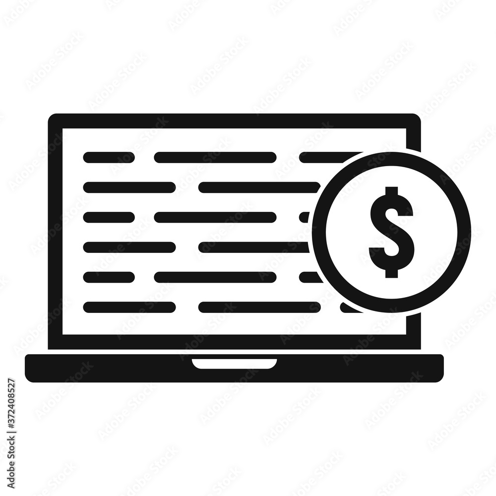 Laptop digital wallet icon. Simple illustration of laptop digital wallet vector icon for web design isolated on white background Laptop digital wallet icon. Simple illustration of laptop digital wallet vector icon for web design isolated on white background