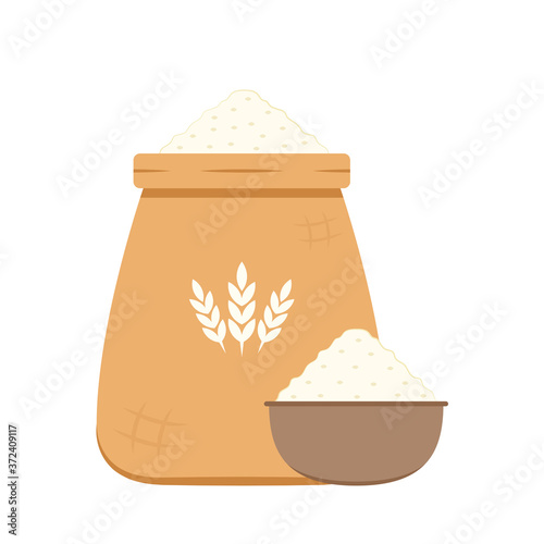 Flour vector. Rice symbol vector. rice bag.