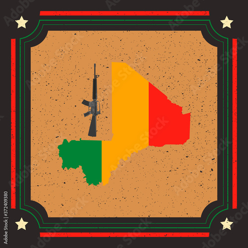 illustration on the military coup in Mali, in vector
