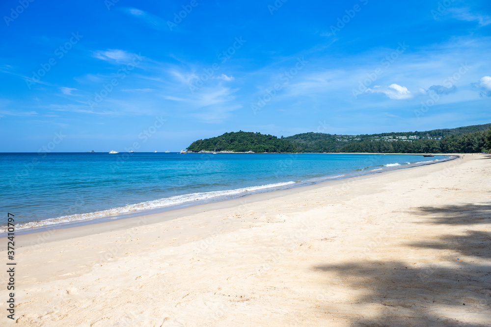 Beautiful beach on Phuket island in South of Thailand, holiday destination to Asia, summer outdoor day light