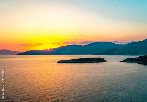 Scenic sunset in Mani peninsula  Pelopennese  Greece.
