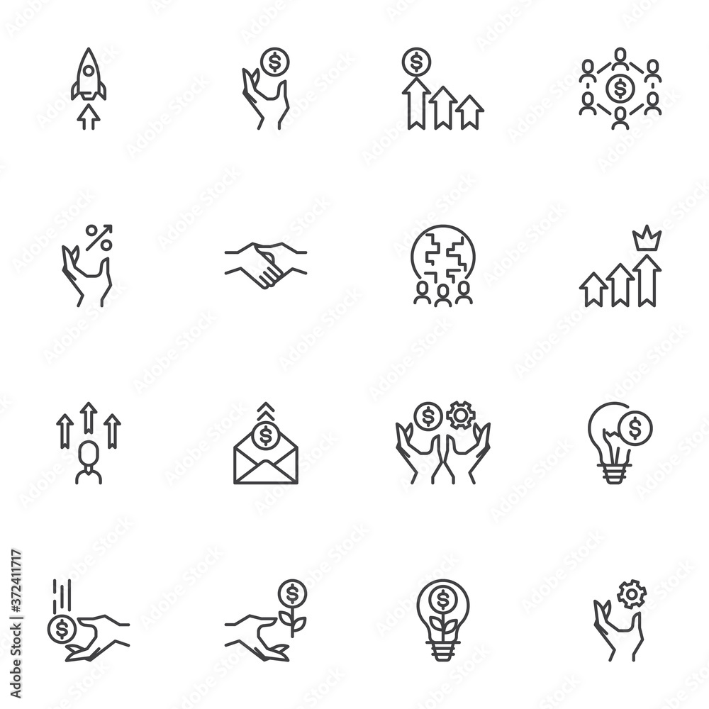 Business and finance line icons set, outline vector symbol collection ...