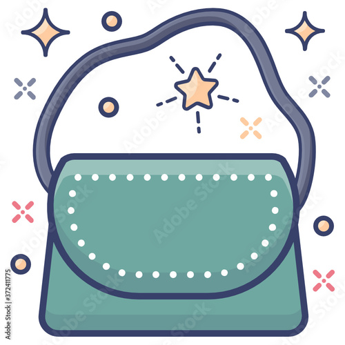 
A small bag with strip, purse icon in flat vector
