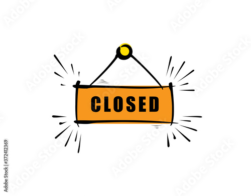 Closed sign icon on white background in vector illustration