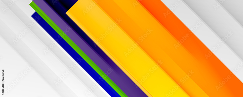 Geometric abstract backgrounds with shadow lines, modern forms, rectangles, squares and fluid gradients. Bright colorful stripes cool backdrops