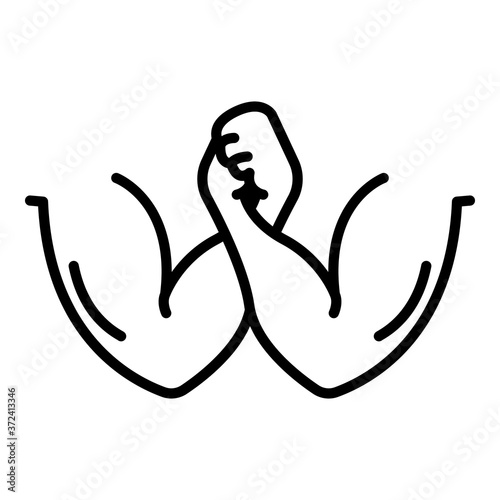 Two arms wrestle icon. Outline two arms wrestle vector icon for web design isolated on white background