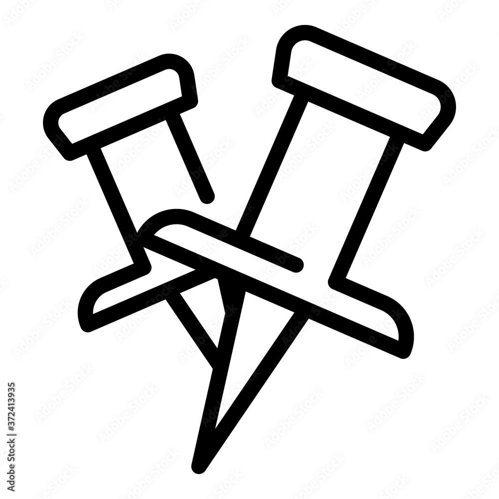 Office pins icon. Outline office pins vector icon for web design isolated on white background Office pins icon. Outline office pins vector icon for web design isolated on white background