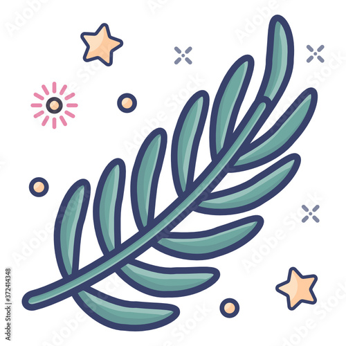 
Evergreen needle like leaves, icon of rosemary 
