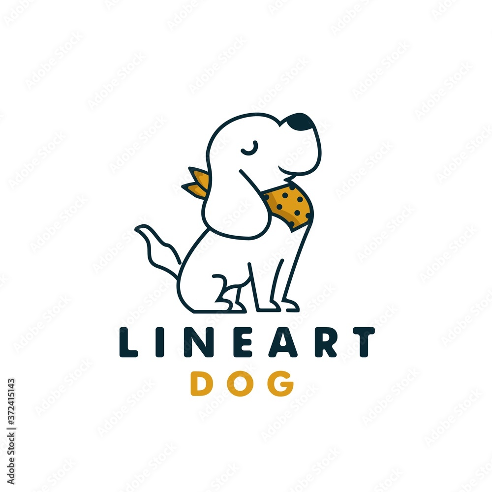 Dog Sit Logo Design Vector