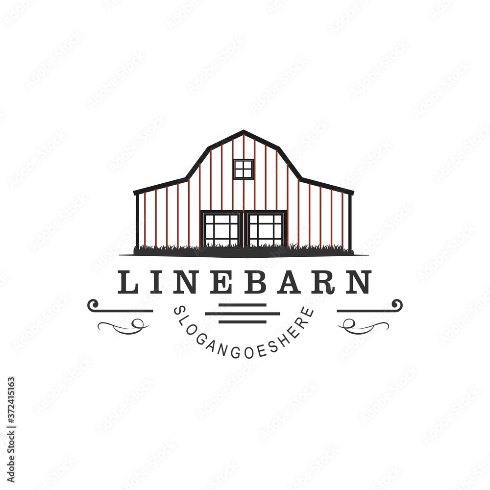Line Barn Logo Design Vector