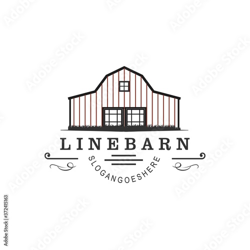 Line Barn Logo Design Vector