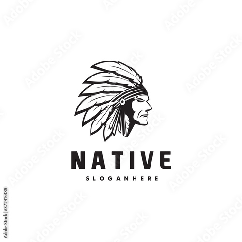 Head Indian Logo Design Vector