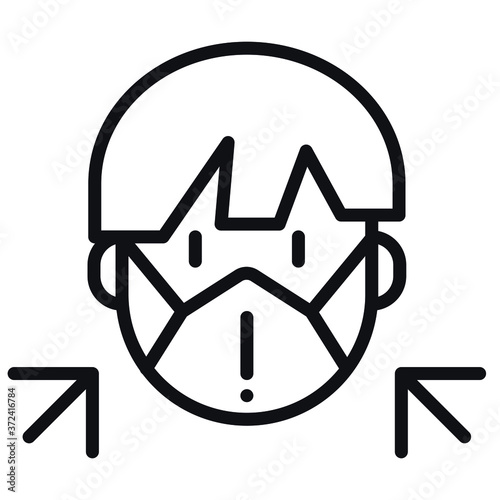 Simbolo obbligo mascherina bambino a scuola , protezione contro COVID,  protezione contro CORONAVIRUS malattia e infezione photo