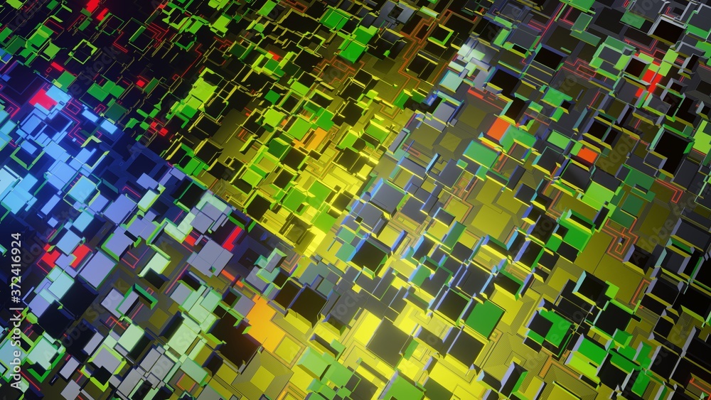 Sci-fi landscape generated mathematically, resembling a motherboard Sci-fi landscape generated mathematically, resembling a motherboard