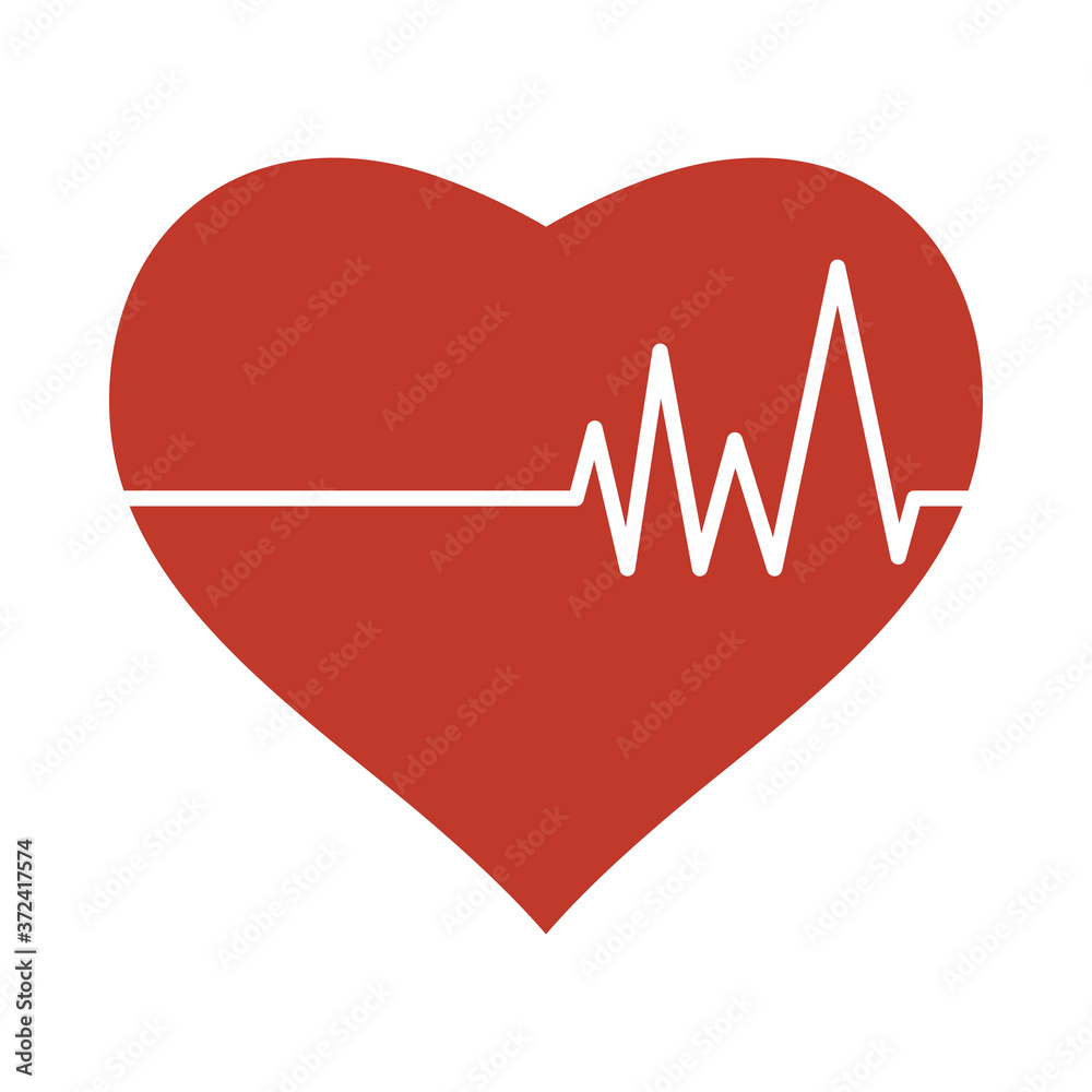 Icon Of Heart With Cardio Diagram Icon Of Heart With Cardio Diagram