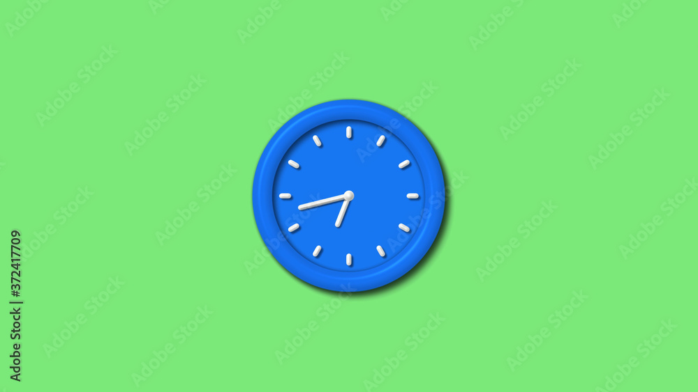 Aqua color 3d wall clock icon on green light background,12 hours clock icon Aqua color 3d wall clock icon on green light background,12 hours clock icon