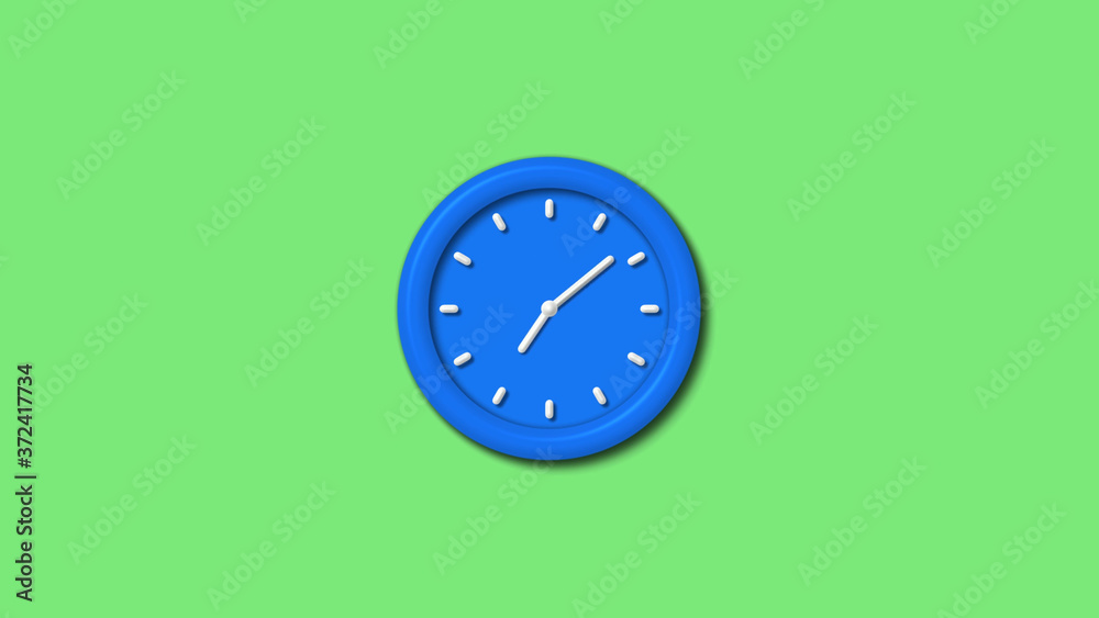 Aqua color 3d wall clock icon on green light background,12 hours clock icon Aqua color 3d wall clock icon on green light background,12 hours clock icon