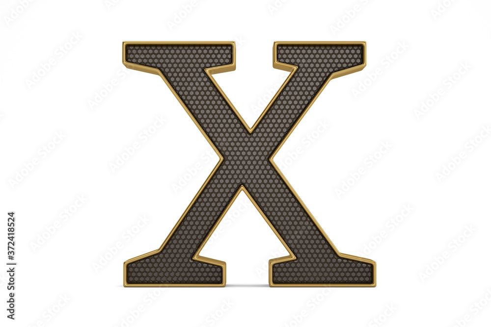 Gold frame luxury alphabet Isolated On White Background, 3D render. 3D illustration.