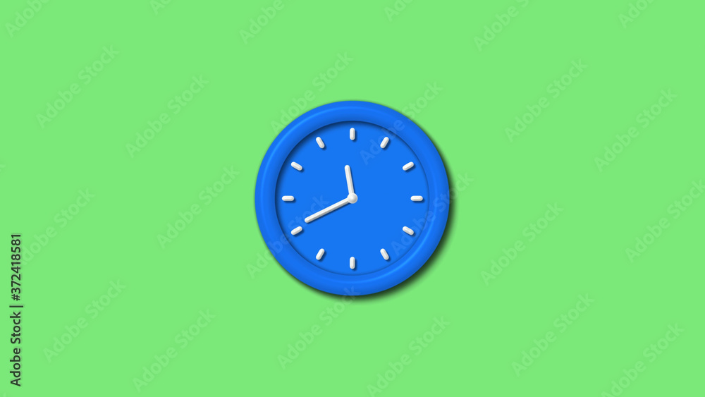 Aqua color 3d wall clock icon on green light background,12 hours clock icon Aqua color 3d wall clock icon on green light background,12 hours clock icon