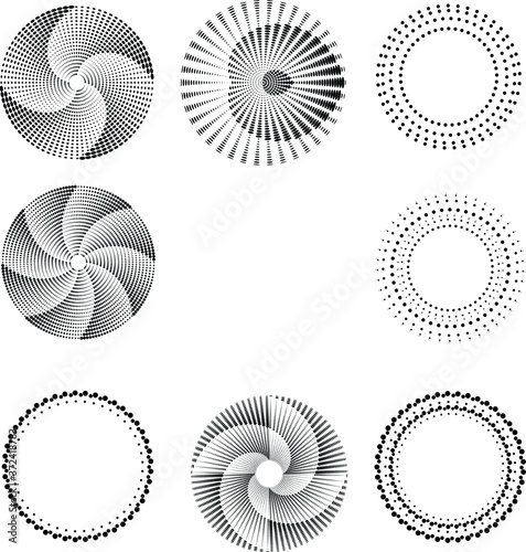 Halftone dots in circle form. Circular Music equalizer . Audio waves . Sound frequency . round logo . vector dotted frame . design element