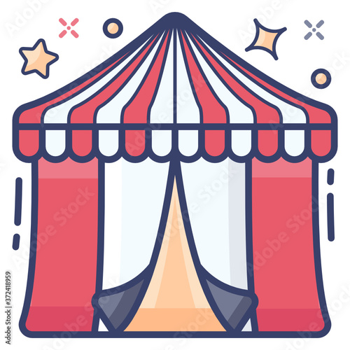 Fair, circus tent  vector in flat style.