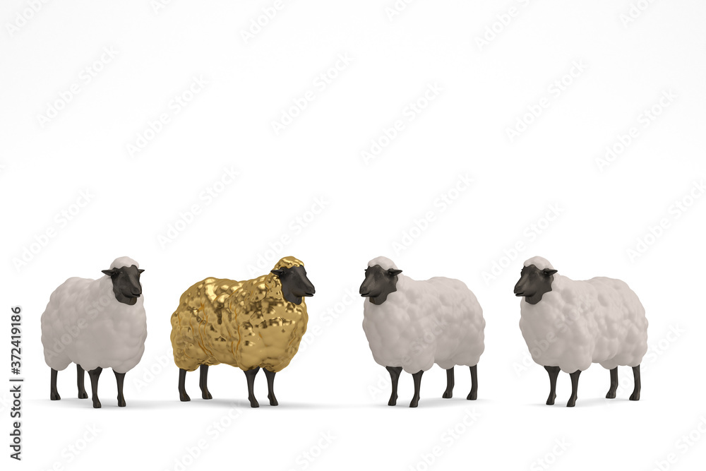 Golden sheep Isolated On White Background, 3D render. 3D illustration. Golden sheep Isolated On White Background, 3D render. 3D illustration.