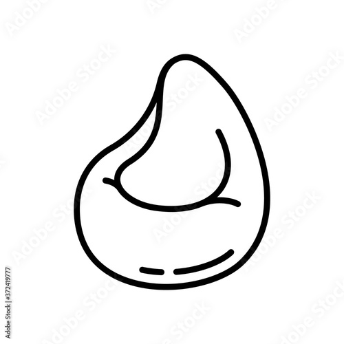 Beanbag chair. Linear icon of comfortable chair bag. Black simple illustration of frameless furniture, pear-shaped armchair, home interior. Contour isolated vector emblem on white background