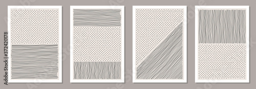 Set of trendy abstract creative minimalist artistic hand drawn compositions