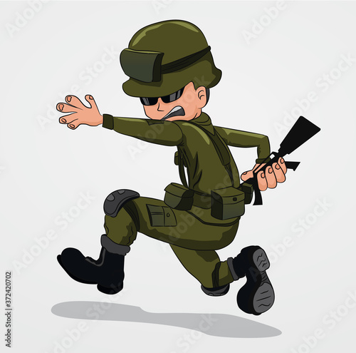 Illustration of soldier doing on a white background.