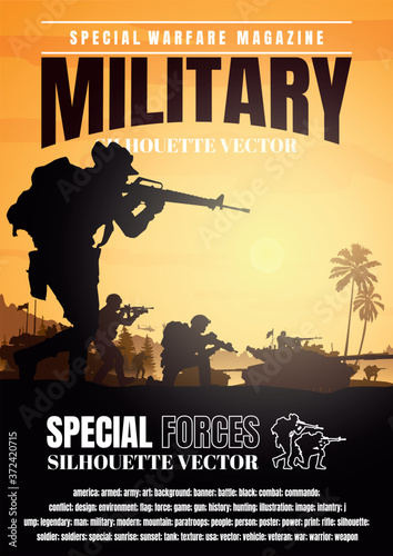 Military vector illustration, Army background, Book cover design.