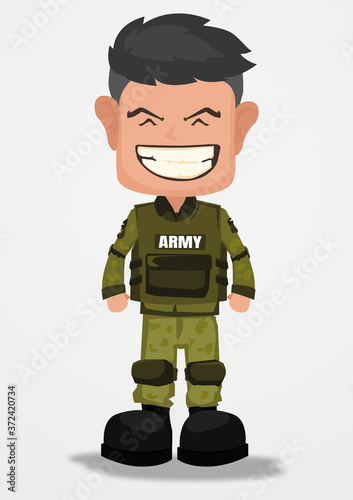 Illustration of soldier doing on a white background.
