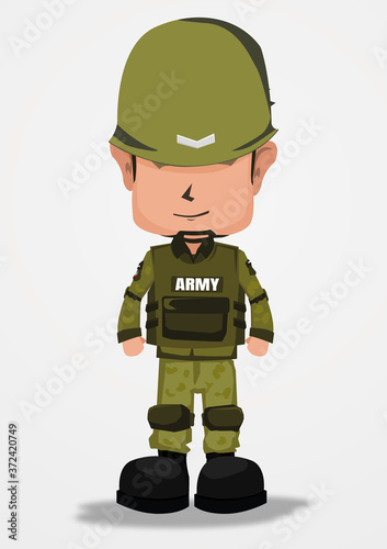 Illustration of soldier doing on a white background.