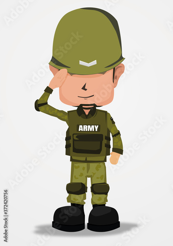 Illustration of soldier doing on a white background.