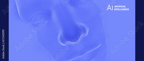 Network forming AI human face. Technology and robotics concept. Anonymous social masking. Cyber crime and cyber security vector illustration.