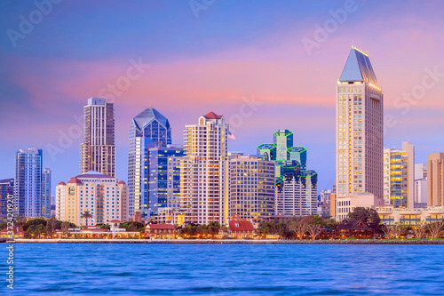 San Diego skyline at sunset