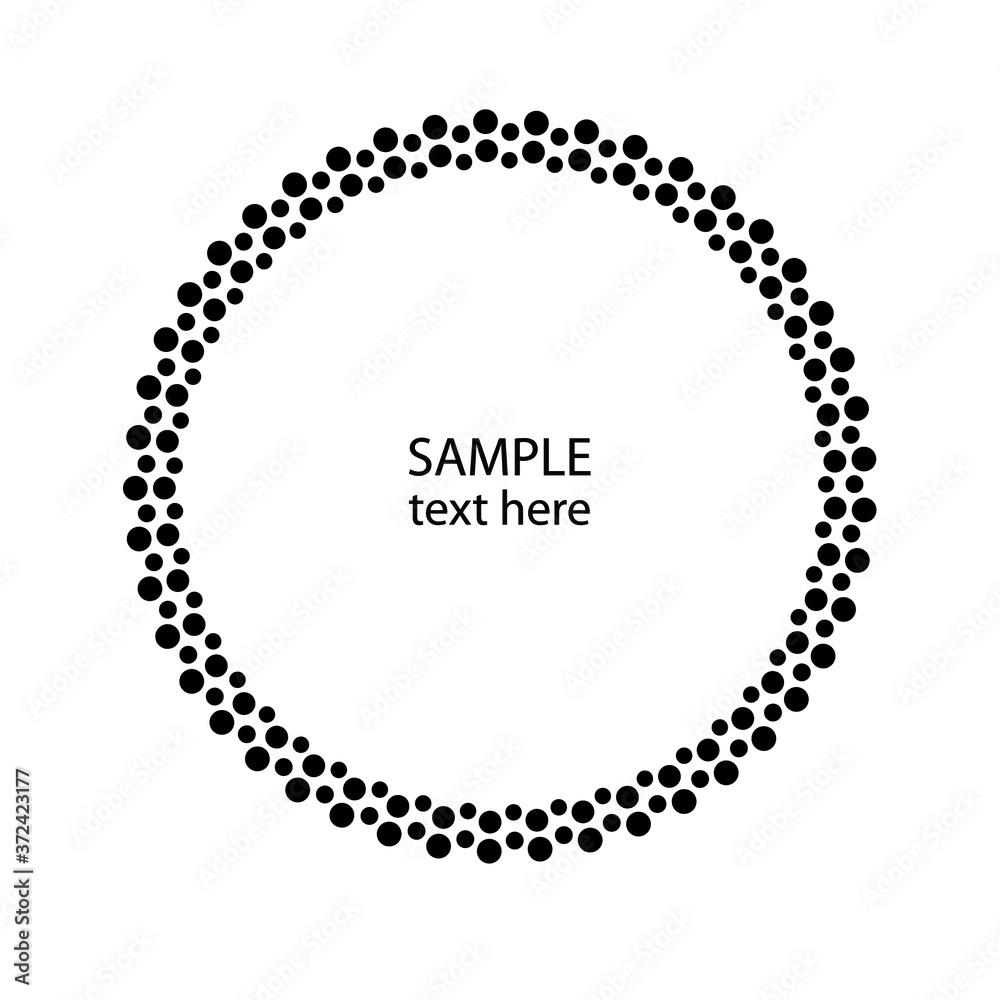 Halftone dots in circle form. Circular Music equalizer . Audio waves . Sound frequency . round logo . vector dotted frame . design element Halftone dots in circle form. Circular Music equalizer . Audio waves . Sound frequency . round logo . vector dotted frame . design element