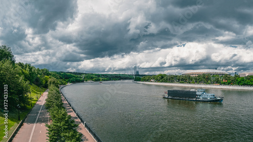 Wallpaper Mural Russia, Moscow, July,31 2020. Tourist ship floating on the river. Panoramic view of the Moscow river and Sparrow hills. Torontodigital.ca