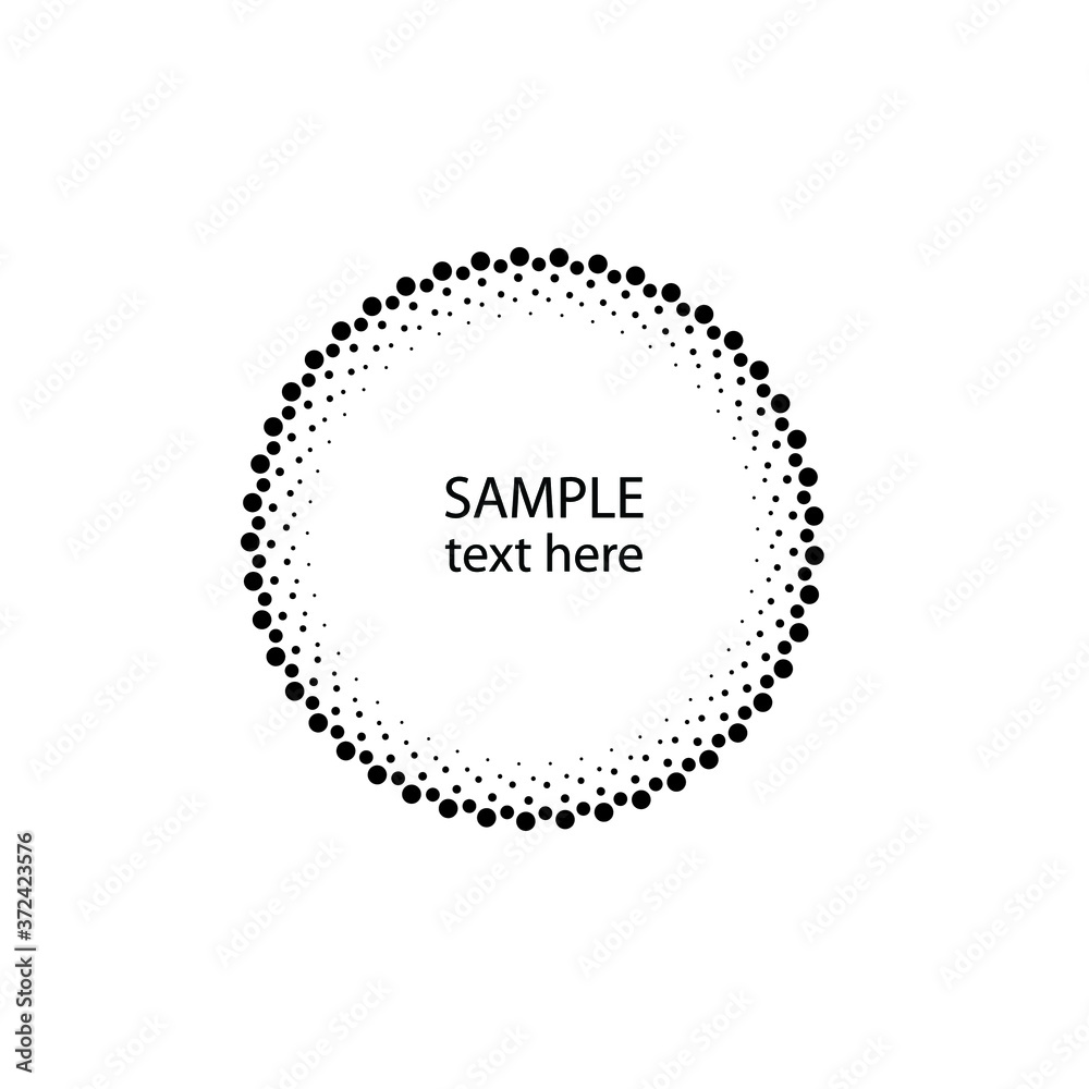 Halftone dots in circle form. Circular Music equalizer . Audio waves . Sound frequency . round logo . vector dotted frame . design element Halftone dots in circle form. Circular Music equalizer . Audio waves . Sound frequency . round logo . vector dotted frame . design element