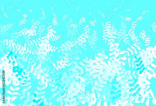 Light Blue, Green vector doodle layout with leaves.