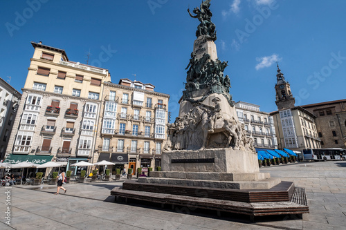 Plaza de la Virgen Blanca and Monument to the Battle of Vitoria, Vitoria, Alava, basque country, spain