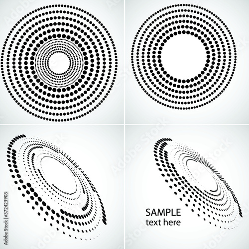 Halftone dots in circle form. round logo . vector dotted frame . design element