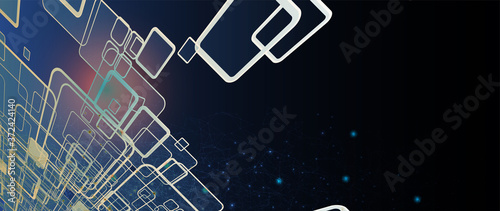 Quantum processing. Deep learning artificial intelligence. Future new technology  for business or science presentation