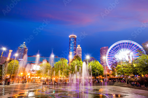 Park in Atlanta during blue hour after sunset