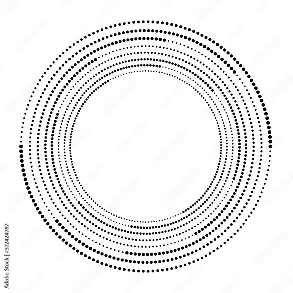 Halftone dots in circle form. round logo . vector dotted frame . design element