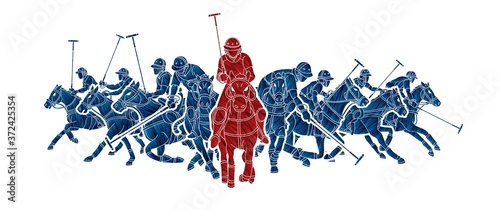 Polo Horses players sport cartoon graphic vector
