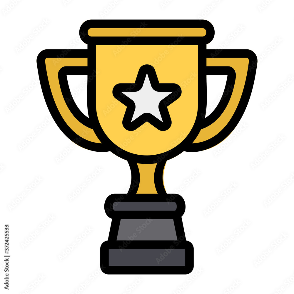 Trophy icon vector illustration in Filled Line style for any projects